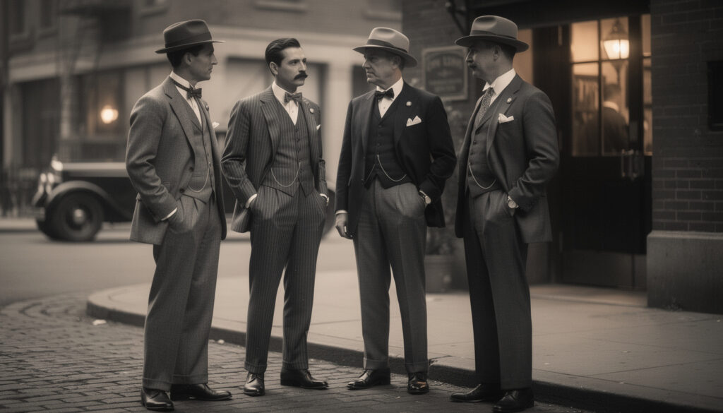 plongez dans l'élégance des années 1920 avec la mode homme, alliant style singulier et raffinement pour une allure intemporelle.