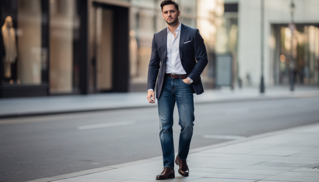 découvrez comment porter une veste de costume avec un jean pour un look à la fois stylé et élégant, alliant décontraction et sophistication.
